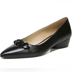 Naturalizer Black Leather Loafers with Chain Accent